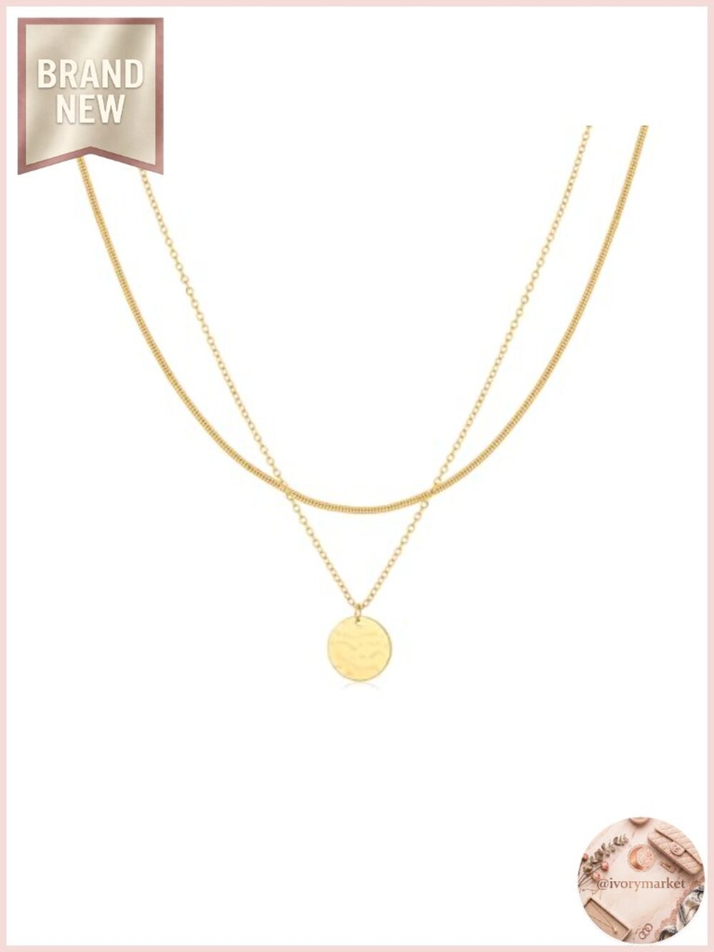 14K Gold Plated Layered Necklace Set Dainty Paperclip Chain CZ Pendant Stack